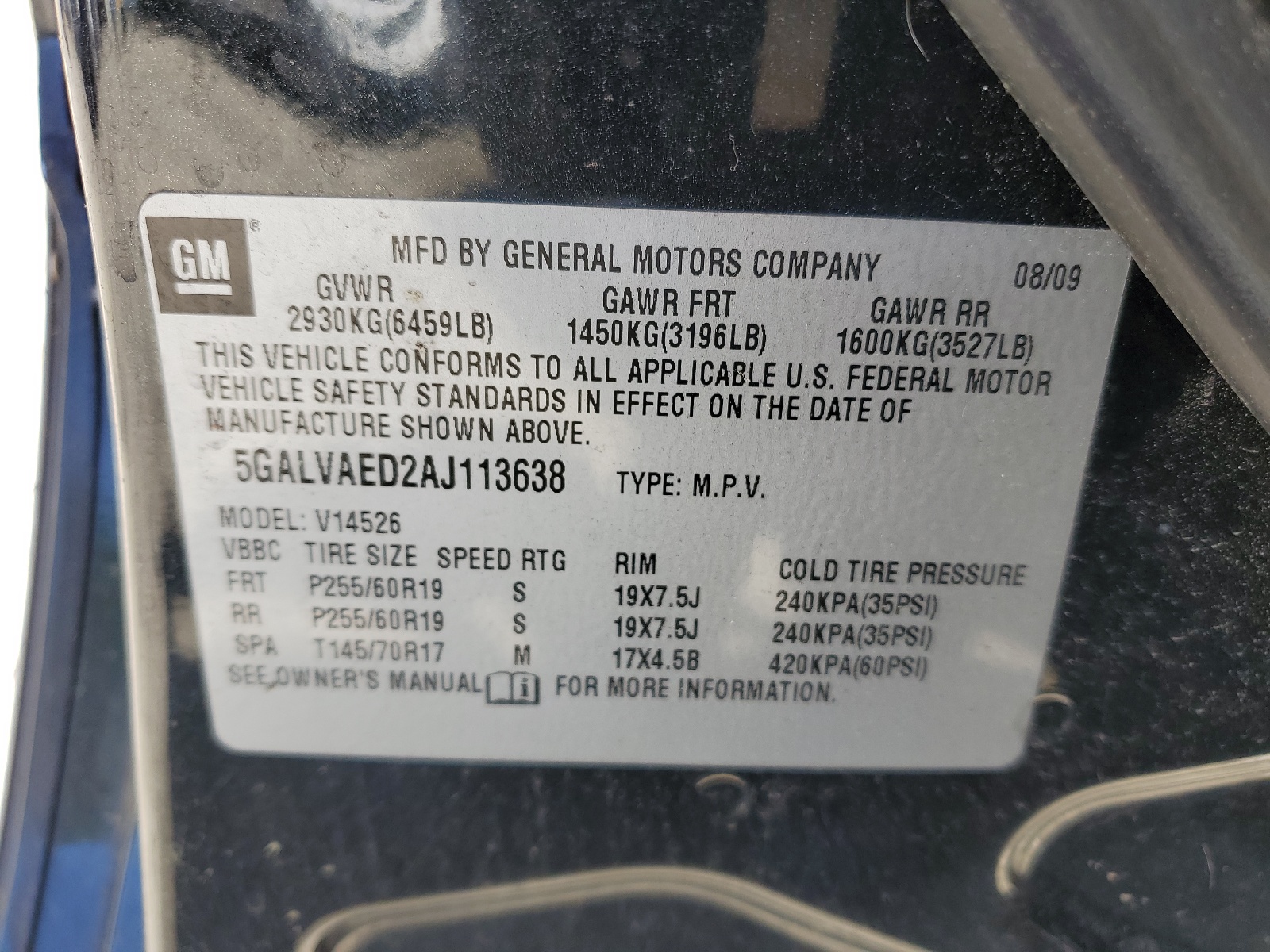 5GALVAED2AJ113638 2010 Buick Enclave Cx