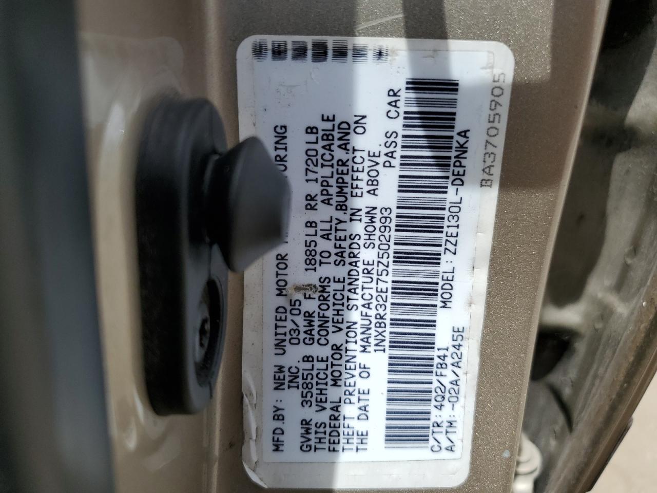 2005 Toyota Corolla Ce VIN: 1NXBR32E75Z502993 Lot: 65839134