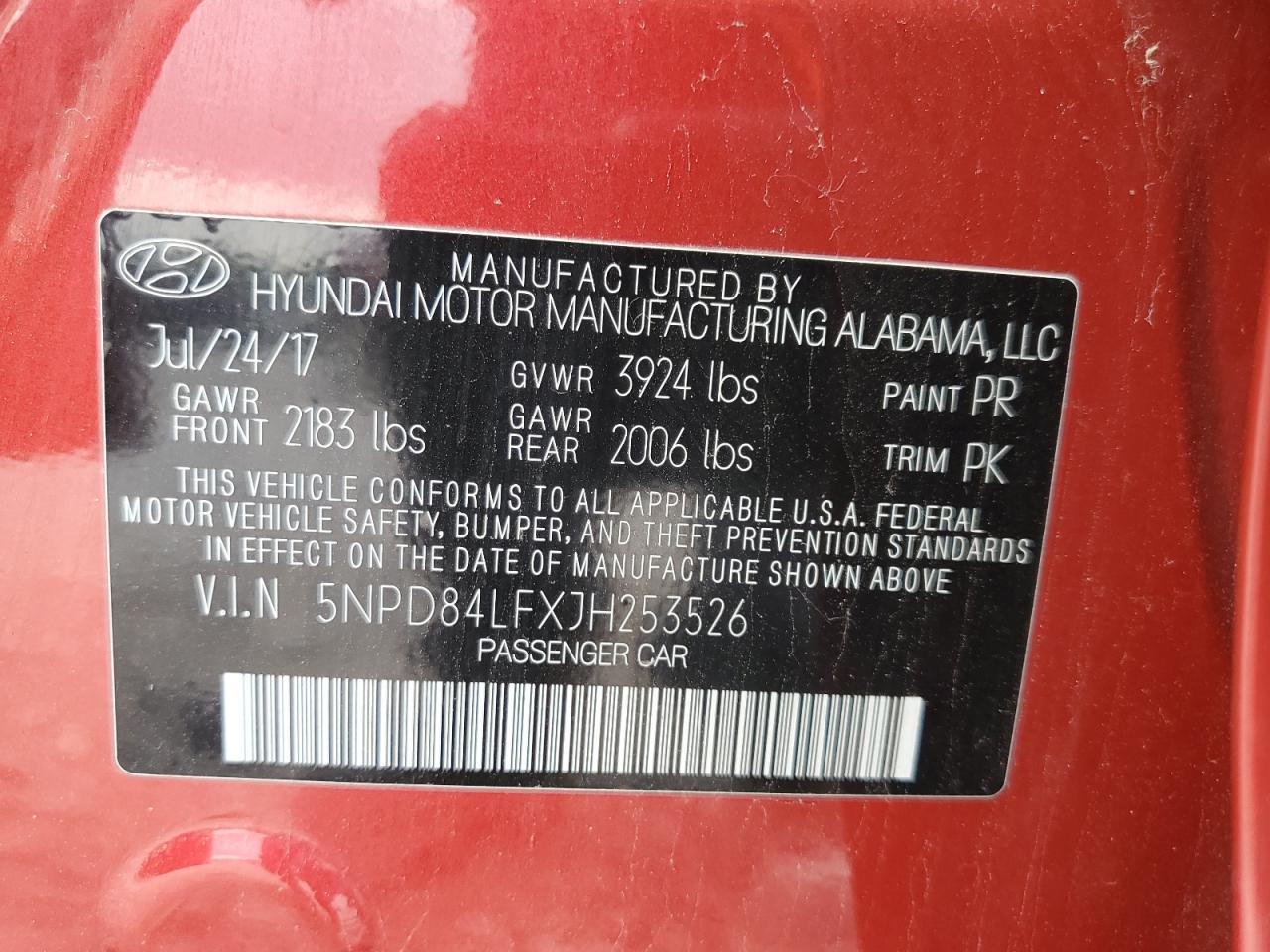 2018 Hyundai Elantra Sel VIN: 5NPD84LFXJH253526 Lot: 66085494