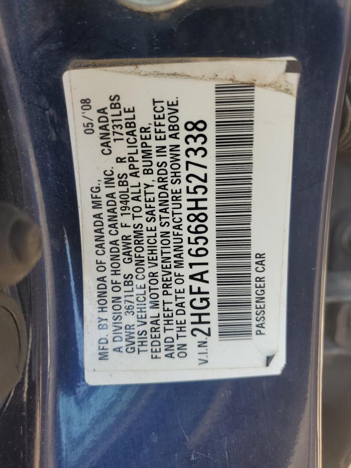 2008 Honda Civic Lx VIN: 2HGFA16568H527338 Lot: 67136084