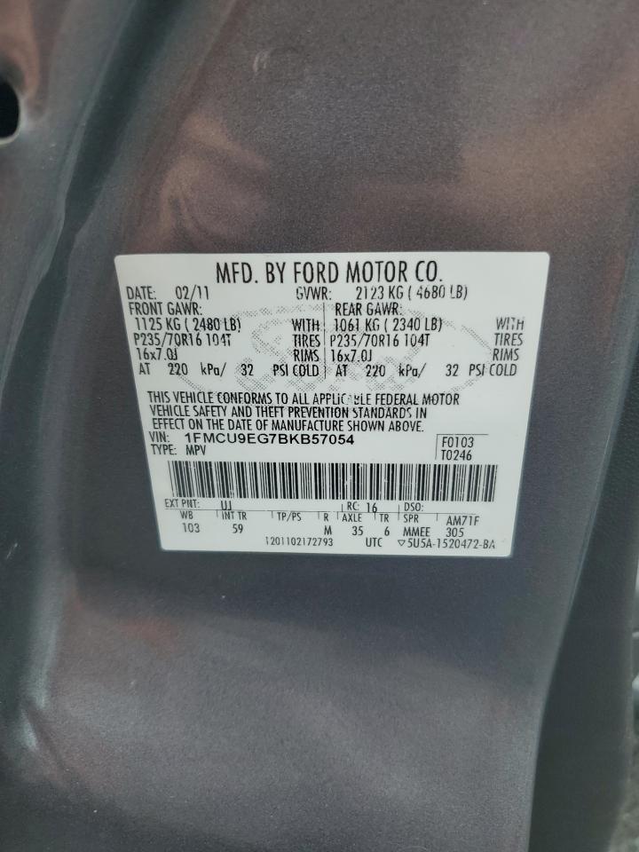 2011 Ford Escape Limited VIN: 1FMCU9EG7BKB57054 Lot: 65579634