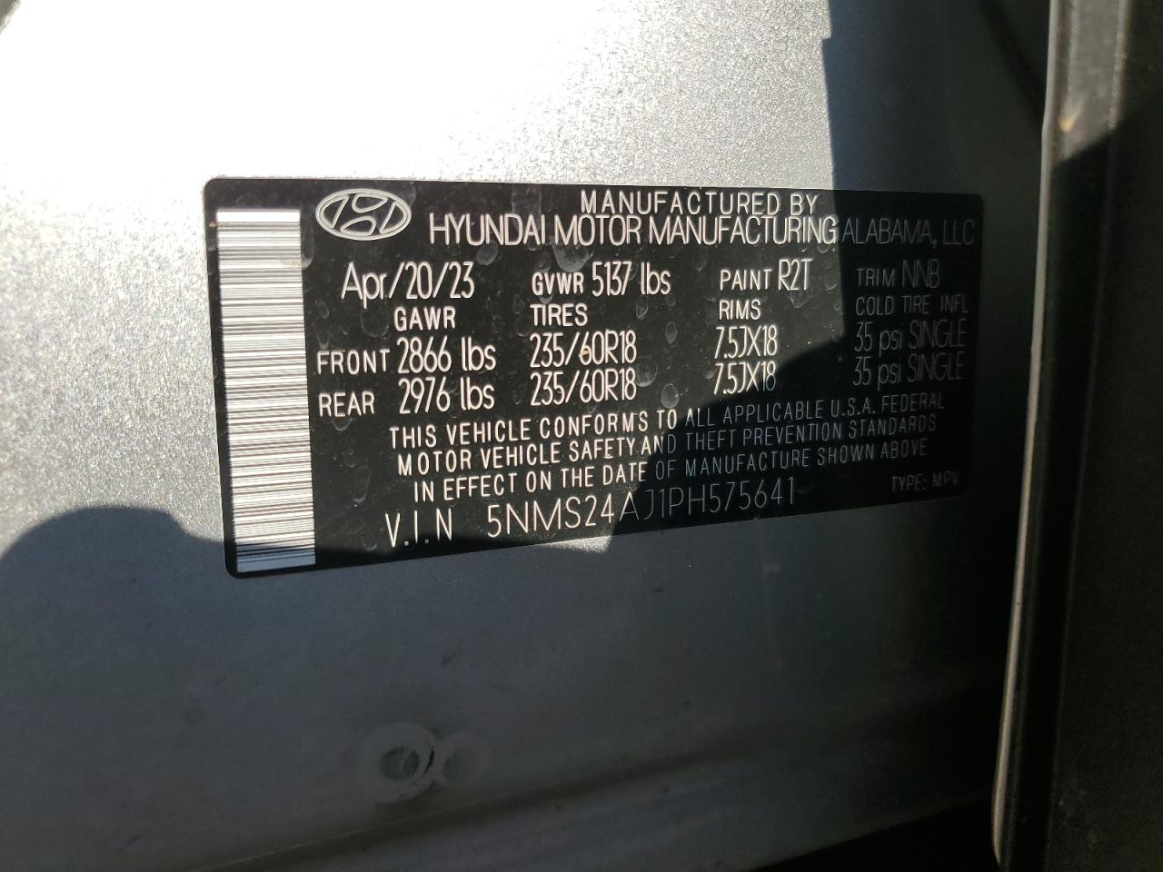 5NMS24AJ1PH575641 2023 Hyundai Santa Fe Sel