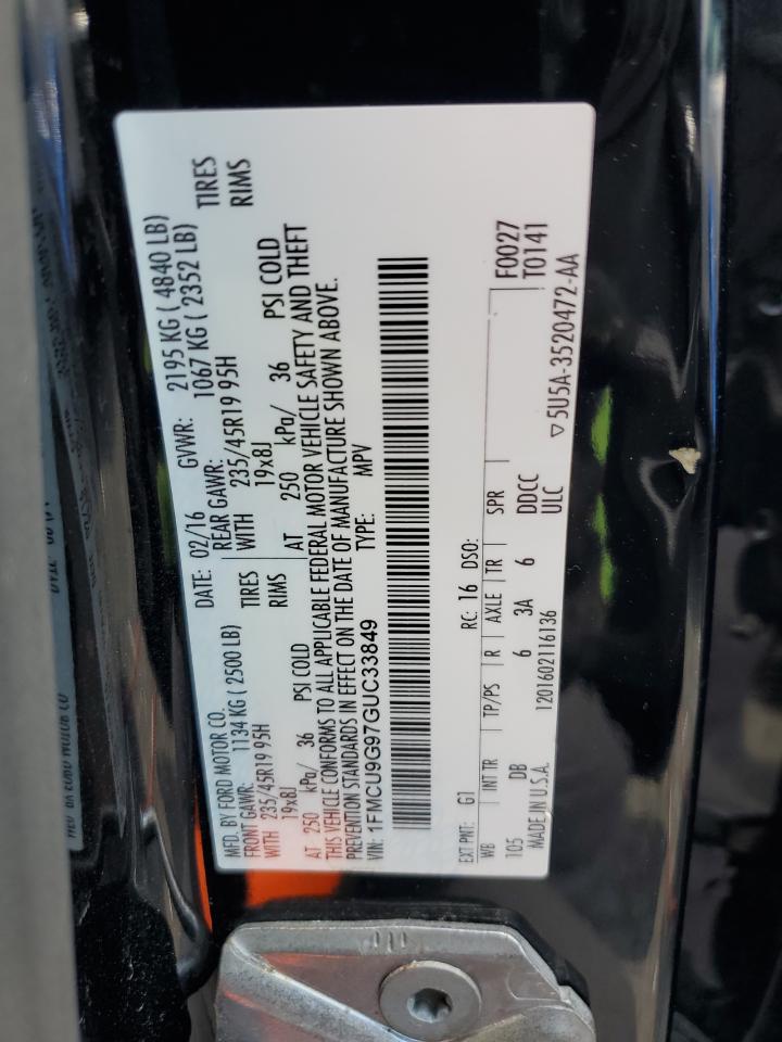 2016 Ford Escape Se VIN: 1FMCU9G97GUC33849 Lot: 65817304