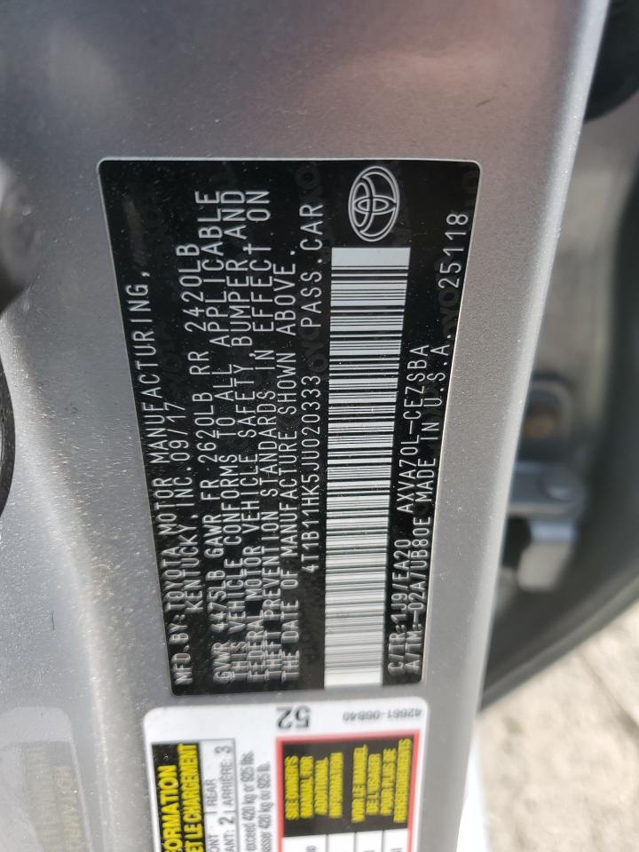 4T1B11HK5JU020333 2018 TOYOTA CAMRY - Image 12