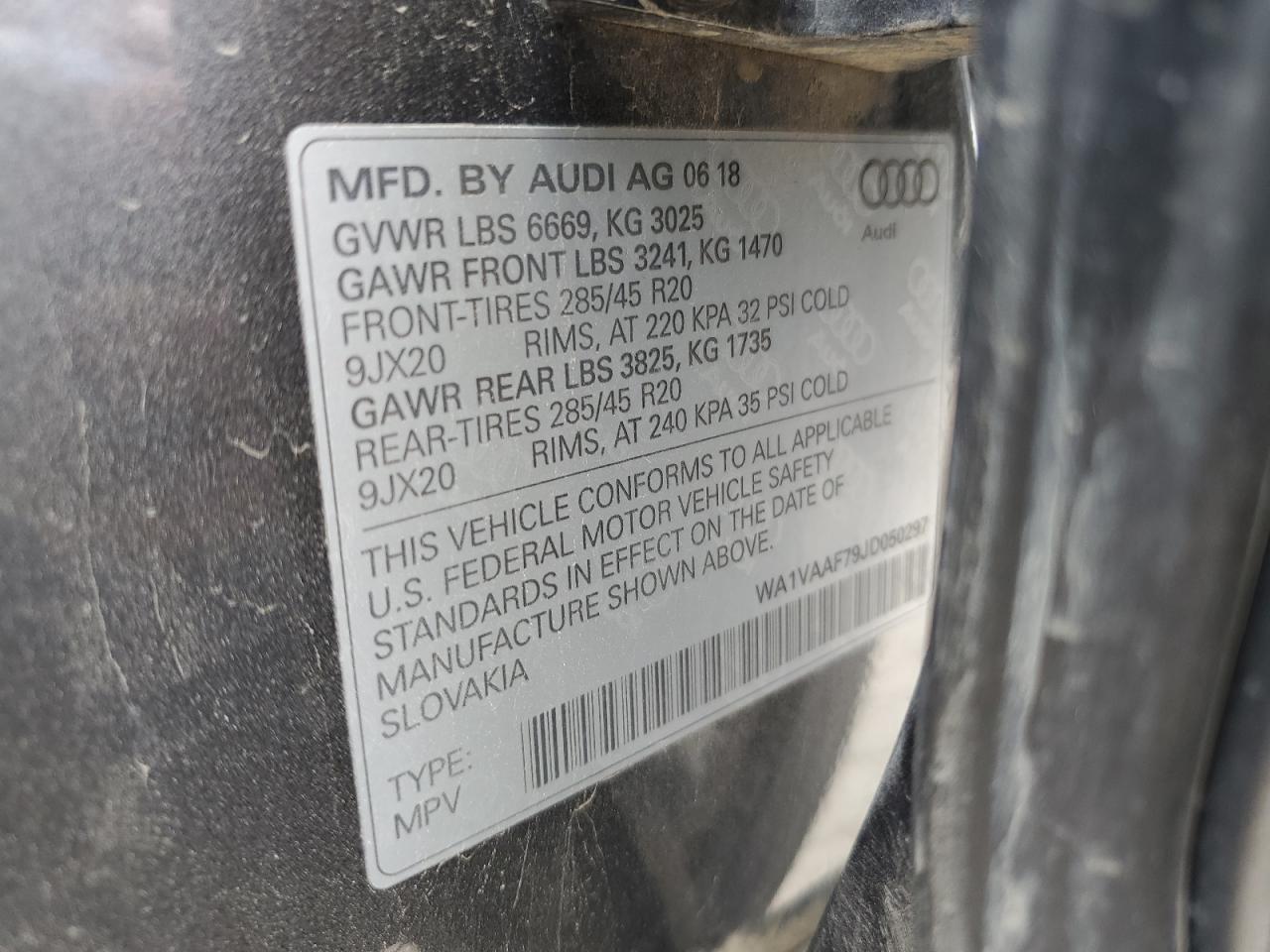 WA1VAAF79JD050297 2018 Audi Q7 Prestige