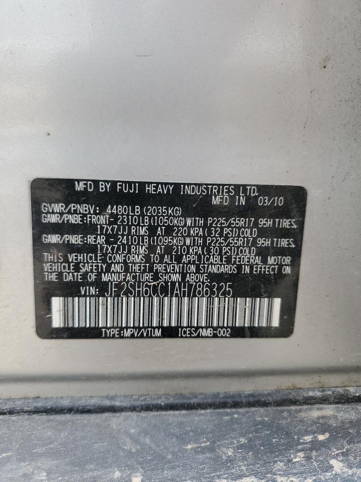 2010 Subaru Forester 2.5X Premium VIN: JF2SH6CC1AH786325 Lot: 65533154