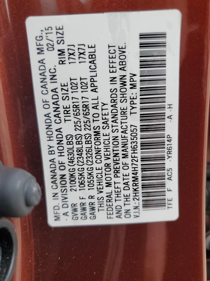 2015 Honda Cr-V Exl VIN: 2HKRM4H72FH635057 Lot: 67977984