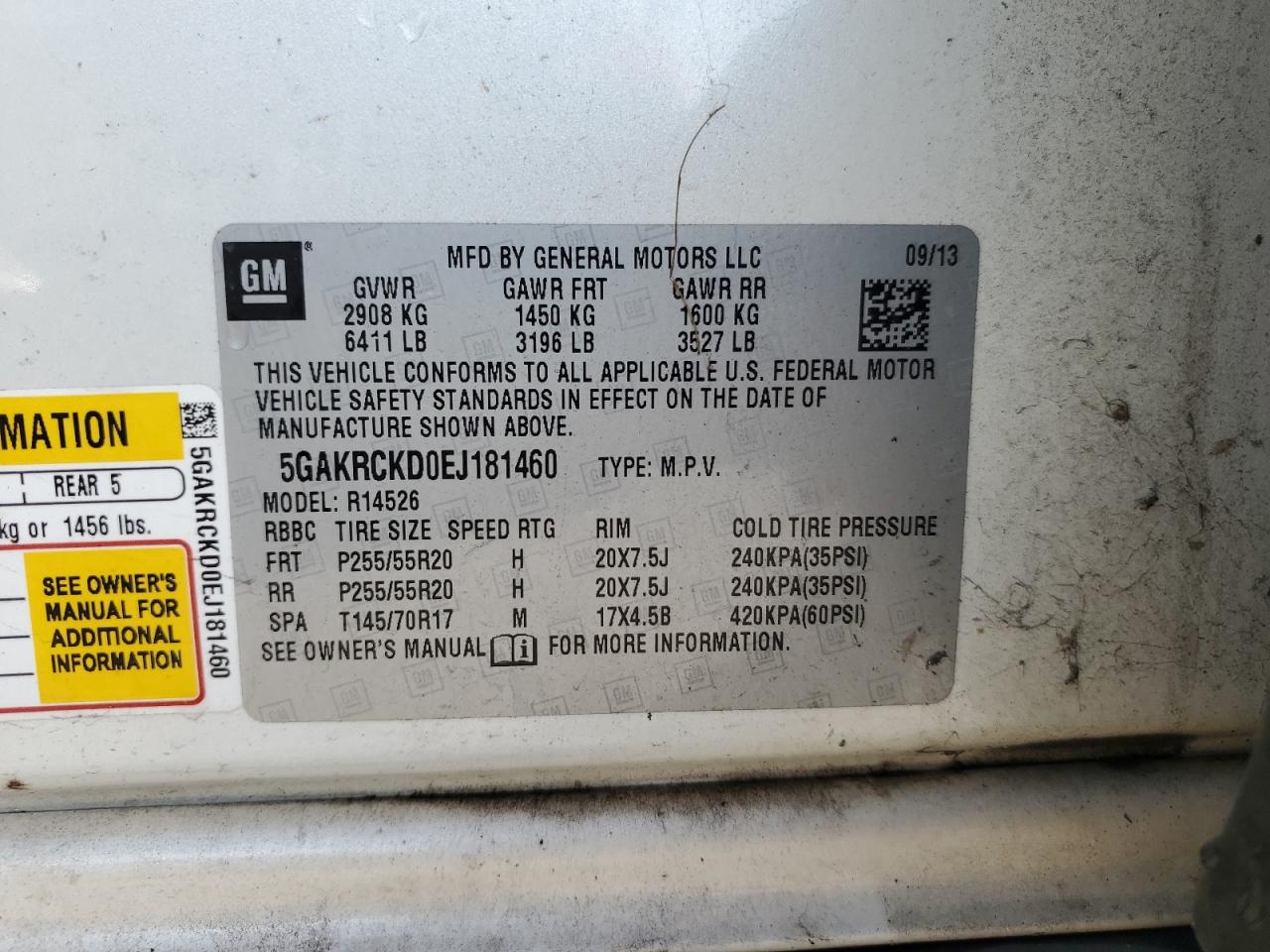 2014 Buick Enclave VIN: 5GAKRCKD0EJ181460 Lot: 67901604