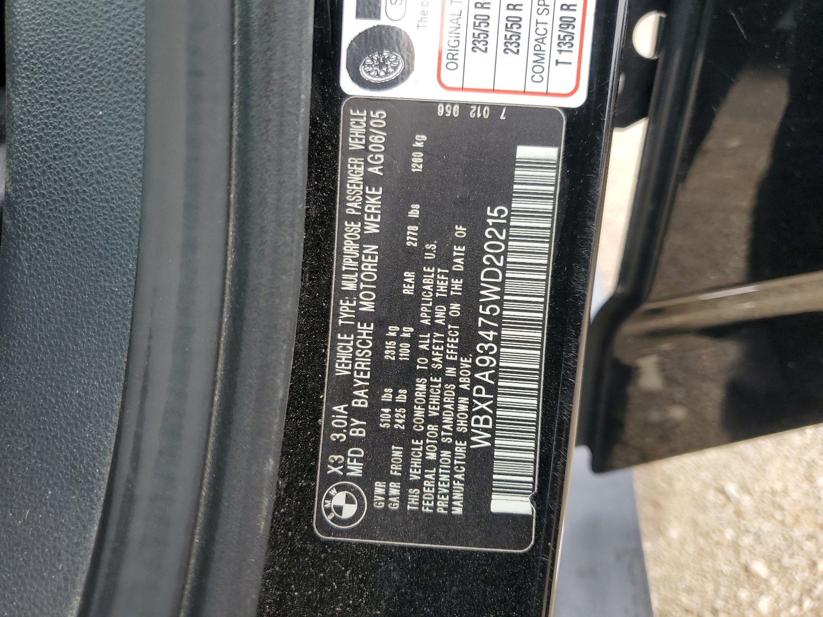 WBXPA93475WD20215 2005 BMW X3 3.0I