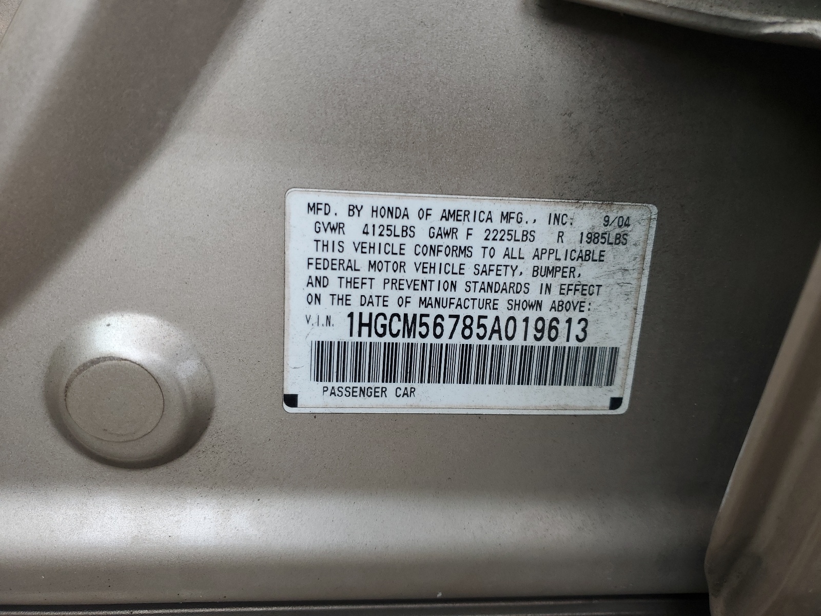 1HGCM56785A019613 2005 Honda Accord Ex