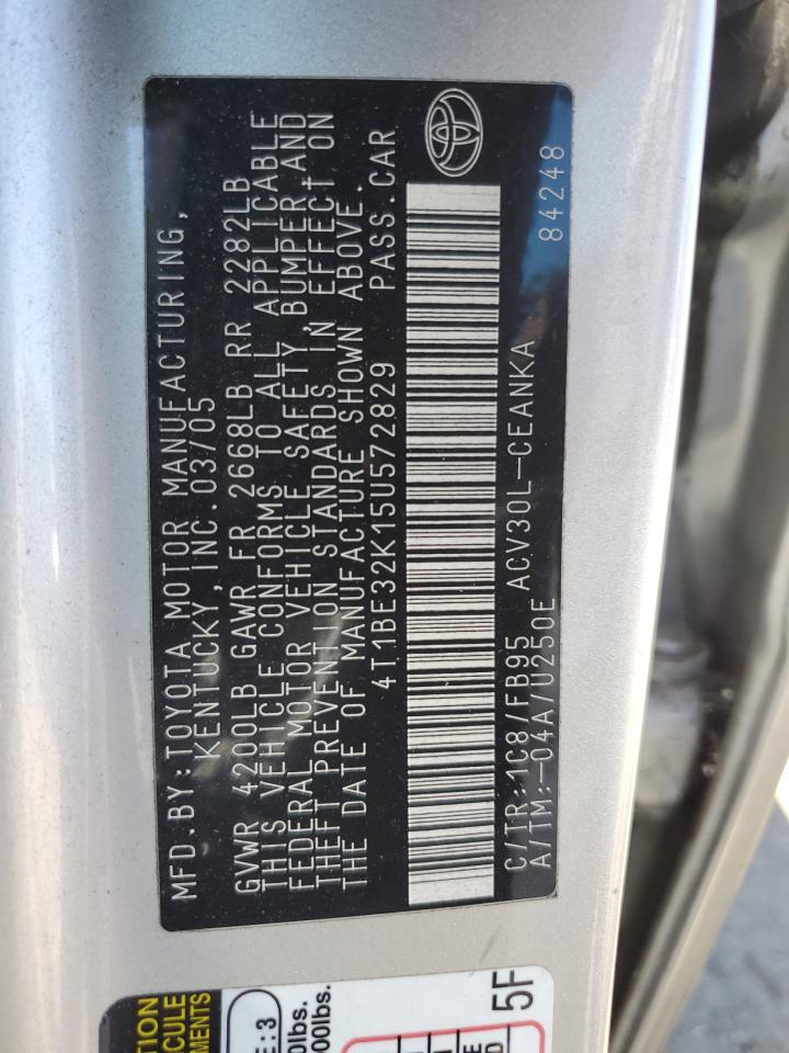 2005 Toyota Camry Le VIN: 4T1BE32K15U572829 Lot: 68832634