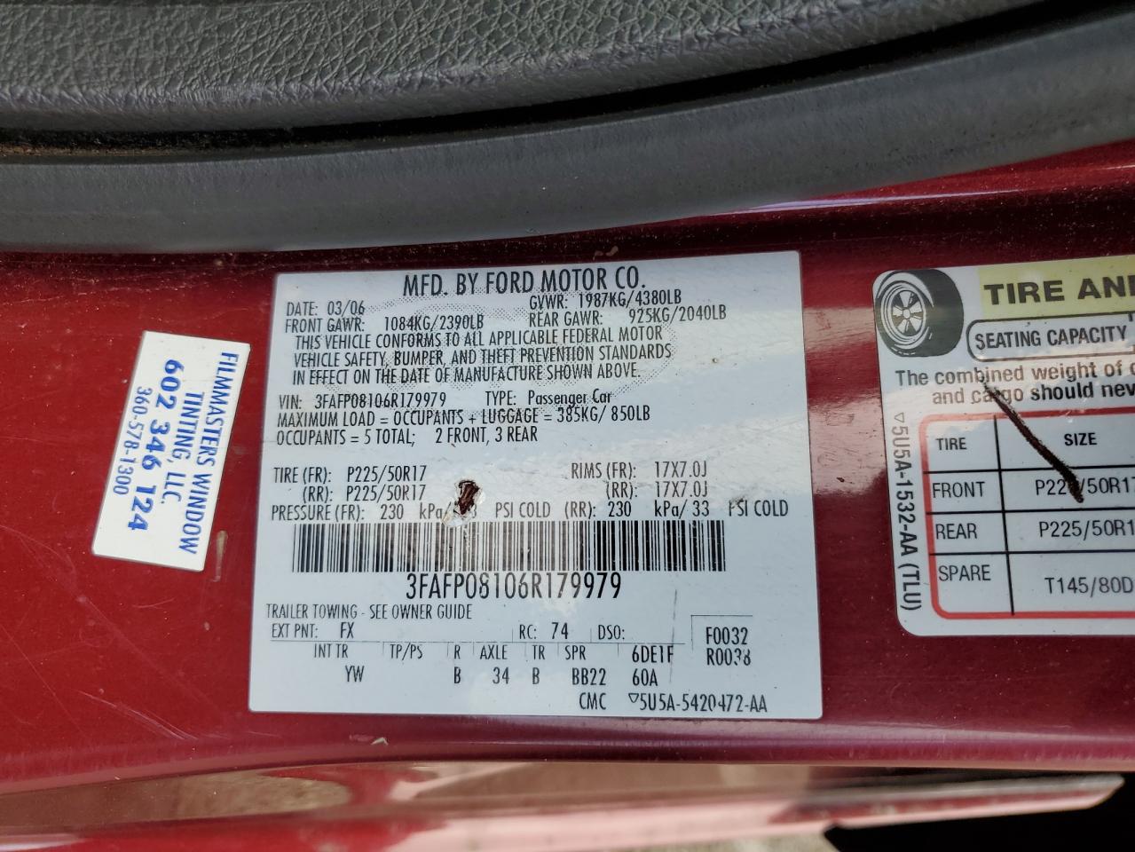 2006 Ford Fusion Sel VIN: 3FAFP08106R179979 Lot: 67135824