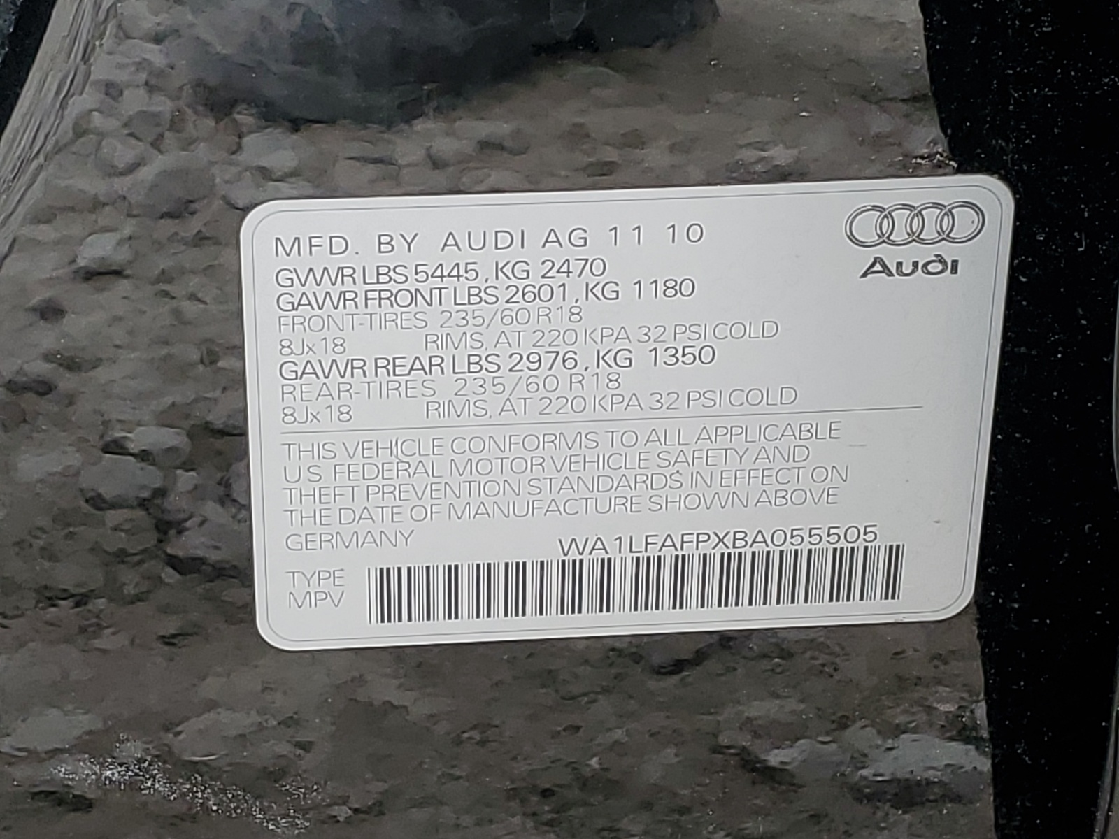 WA1LFAFPXBA055505 2011 Audi Q5 Premium Plus