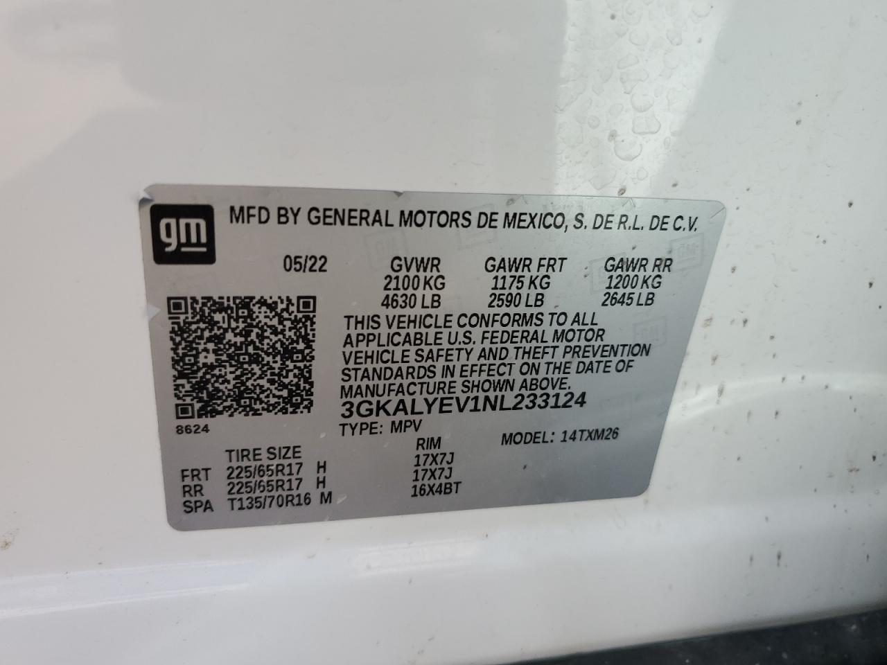 3GKALYEV1NL233124 2022 GMC Terrain At4