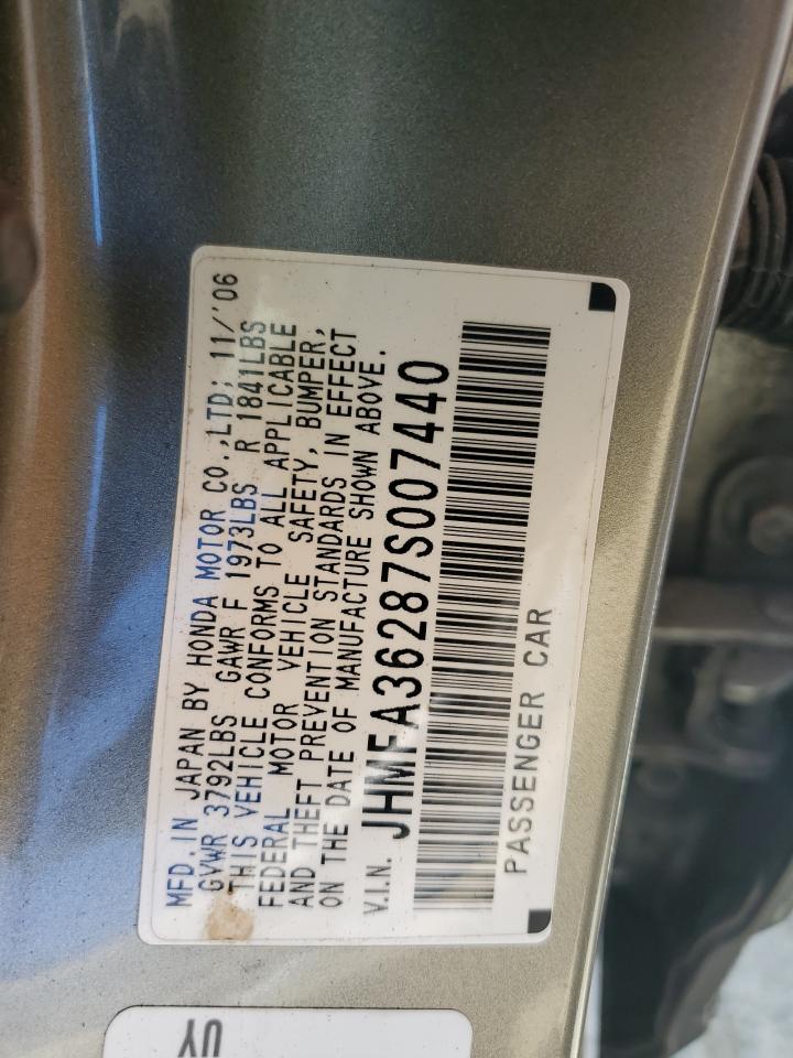 2007 Honda Civic Hybrid VIN: JHMFA36287S007440 Lot: 66991894
