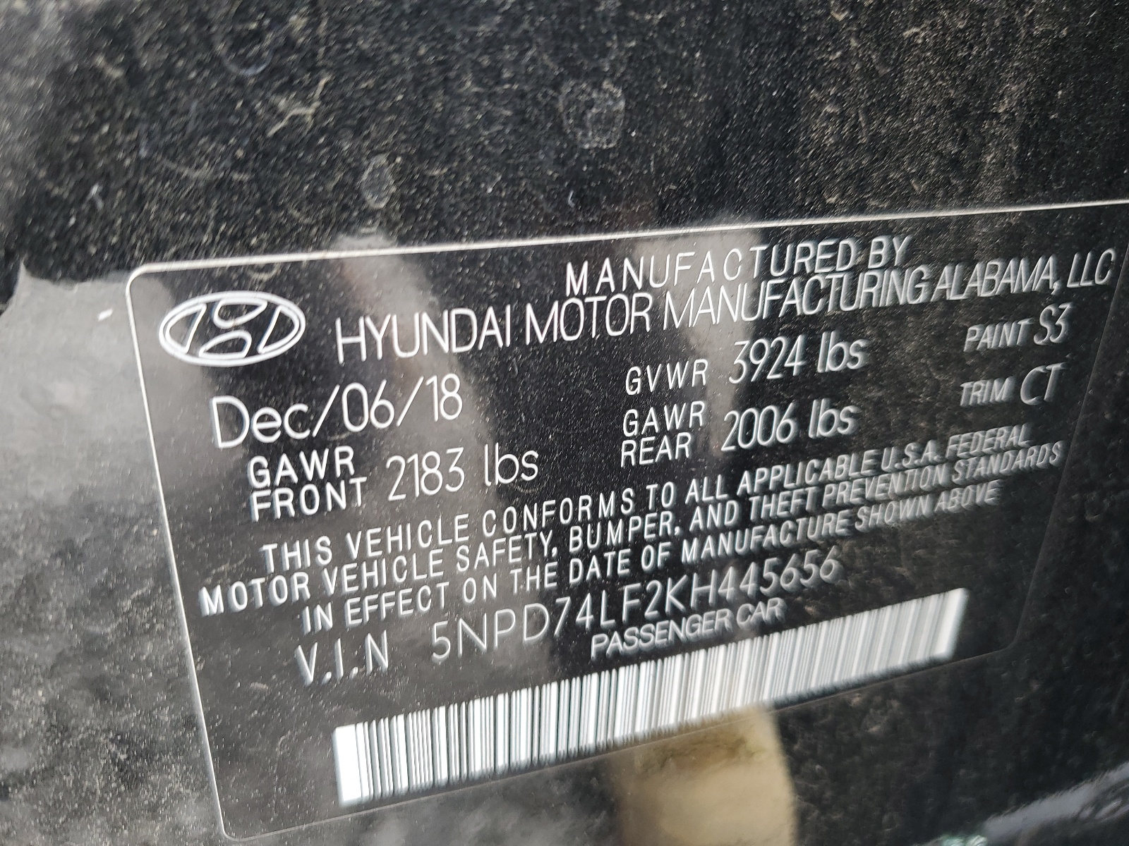 5NPD74LF2KH445656 2019 Hyundai Elantra Se