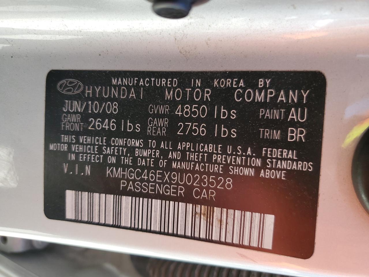 KMHGC46EX9U023528 2009 Hyundai Genesis 3.8L