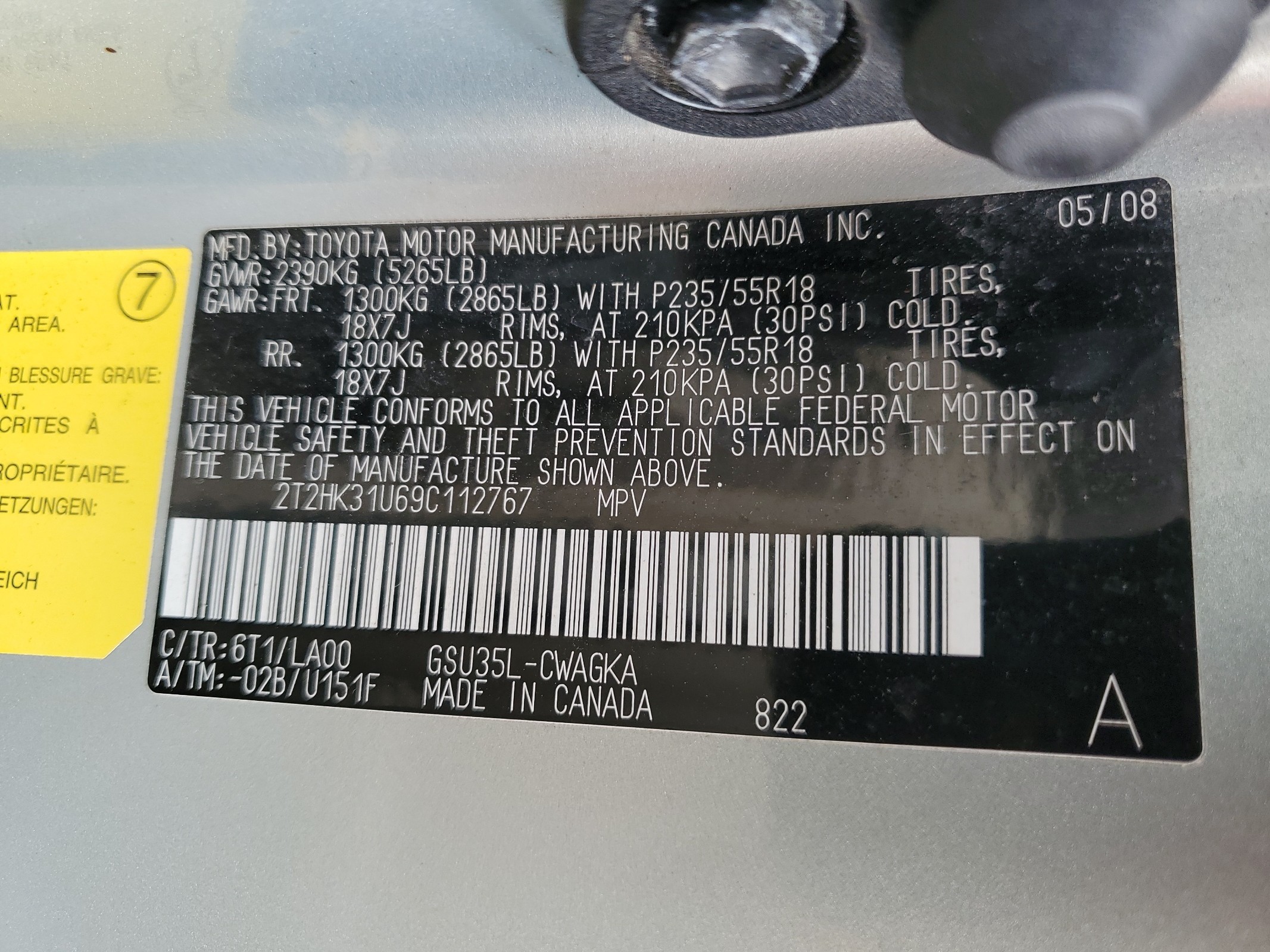 2T2HK31U69C112767 2009 Lexus Rx 350