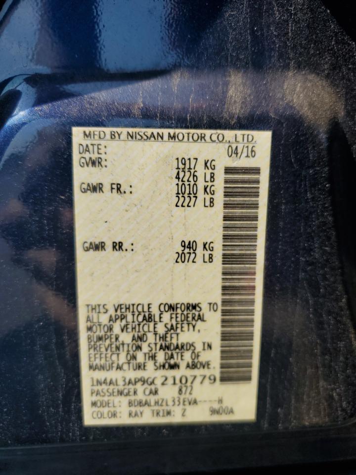 2016 Nissan Altima 2.5 VIN: 1N4AL3AP9GC210779 Lot: 66058564