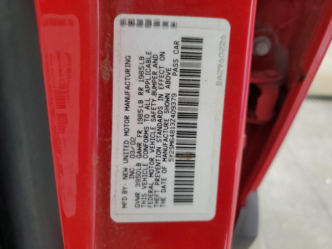 2003 Pontiac Vibe VIN: 5Y2SM64813Z409379 Lot: 68534204