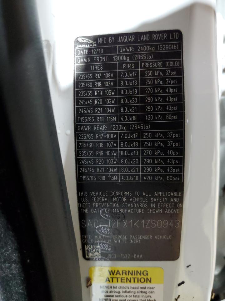 2019 Jaguar E-Pace S VIN: SADFJ2FX1K1Z50943 Lot: 66770024