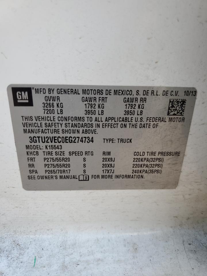 3GTU2VEC0EG274734 2014 GMC Sierra K1500 Slt