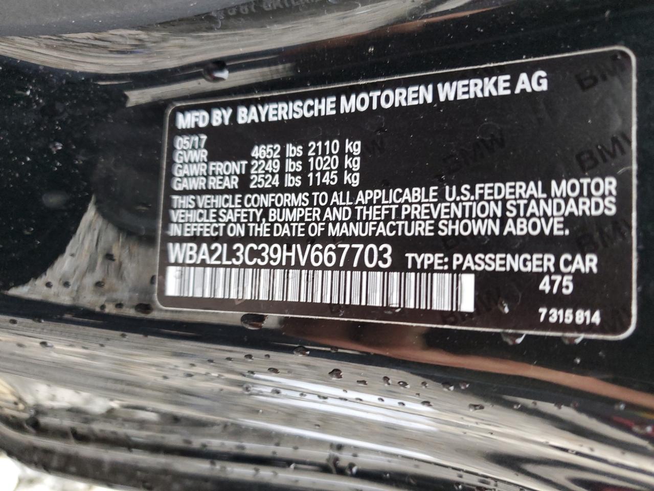 WBA2L3C39HV667703 2017 BMW M240Xi