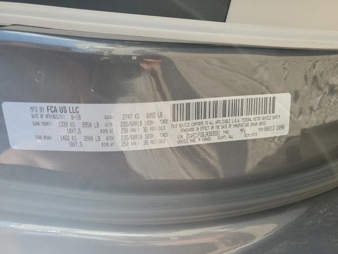 2018 Chrysler Pacifica Touring Plus VIN: 2C4RC1FG8JR365591 Lot: 67330214