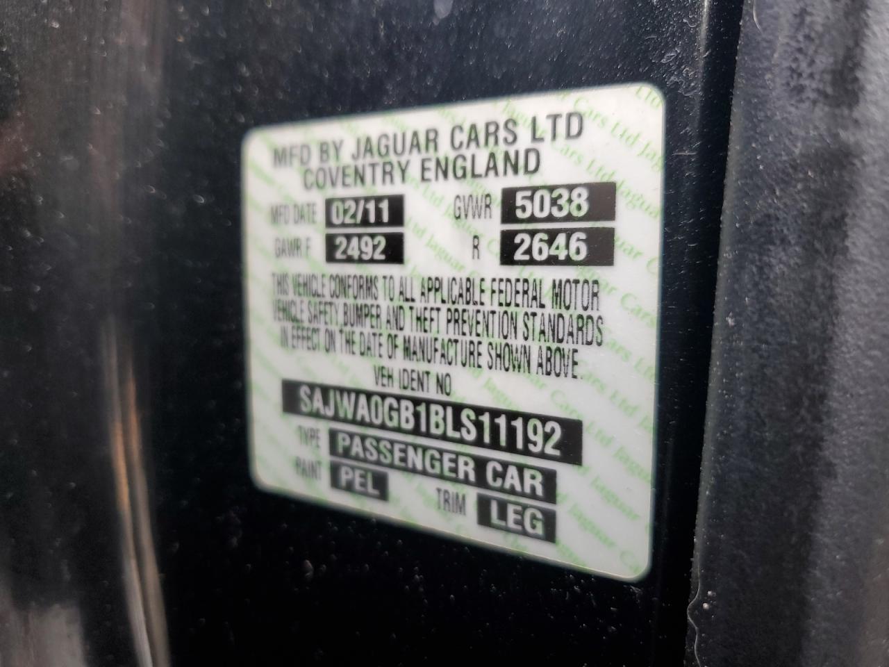 2011 Jaguar Xf Premium VIN: SAJWA0GB1BLS11192 Lot: 67706954