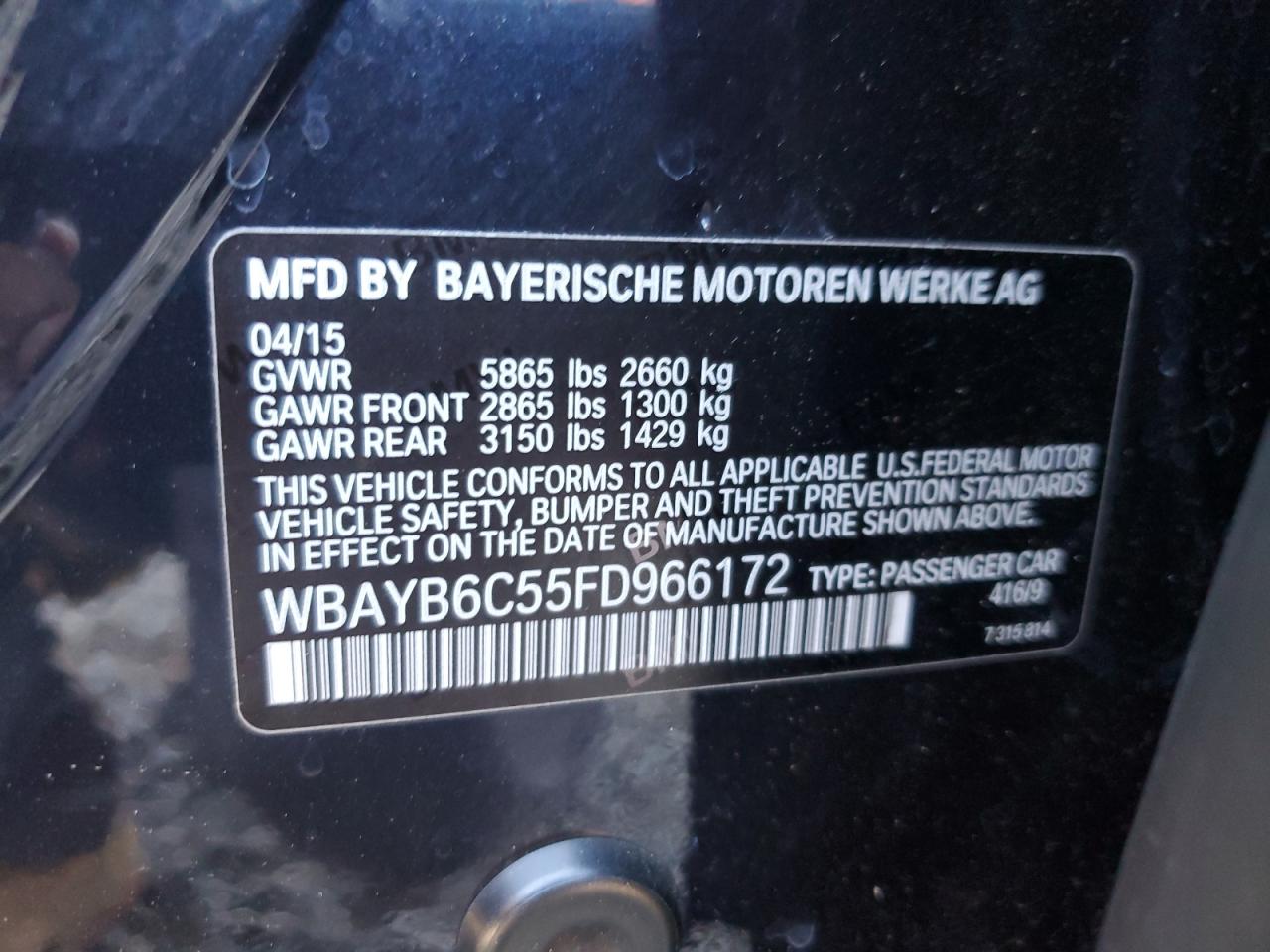 WBAYB6C55FD966172 2015 BMW 750 Xi