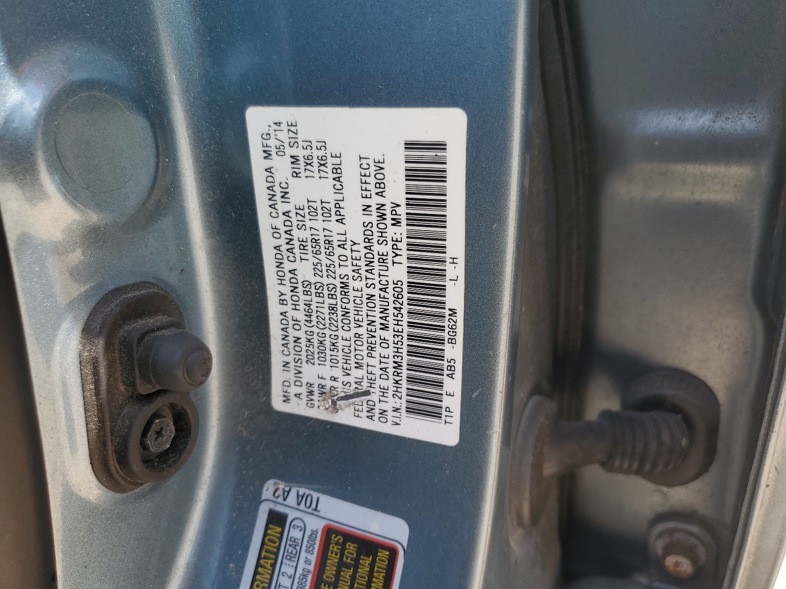 2HKRM3H53EH542605 2014 Honda Cr-V Ex