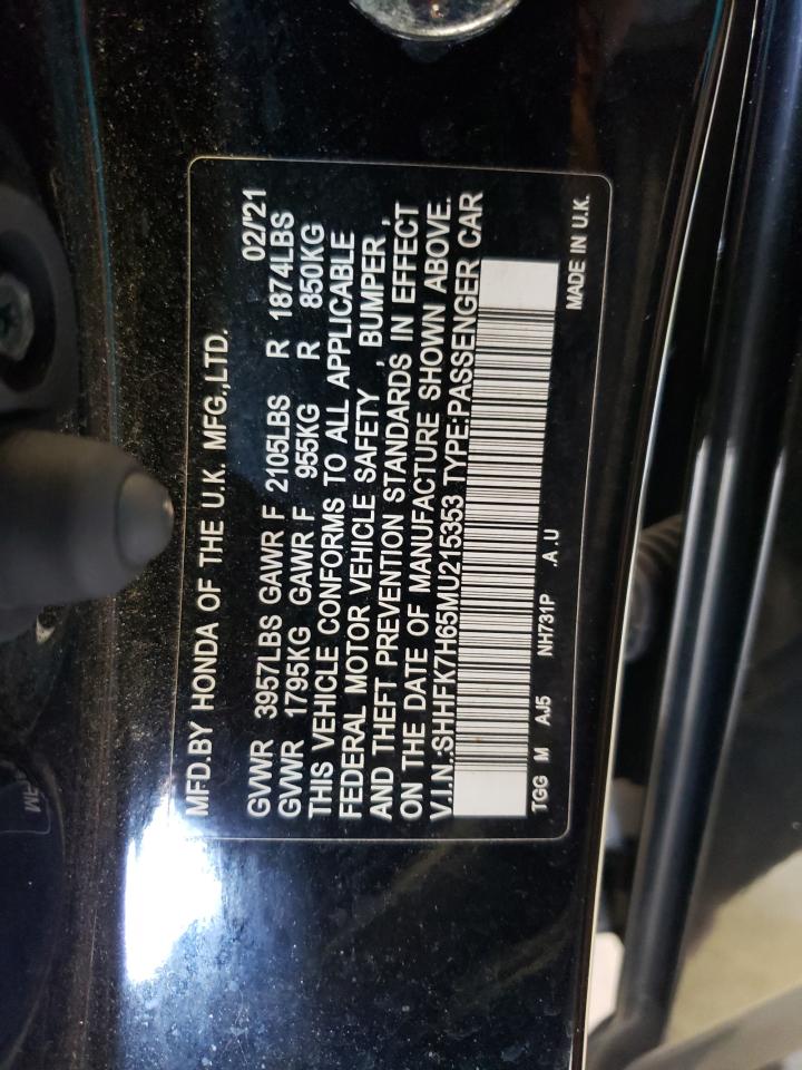 SHHFK7H65MU215353 2021 Honda Civic Ex