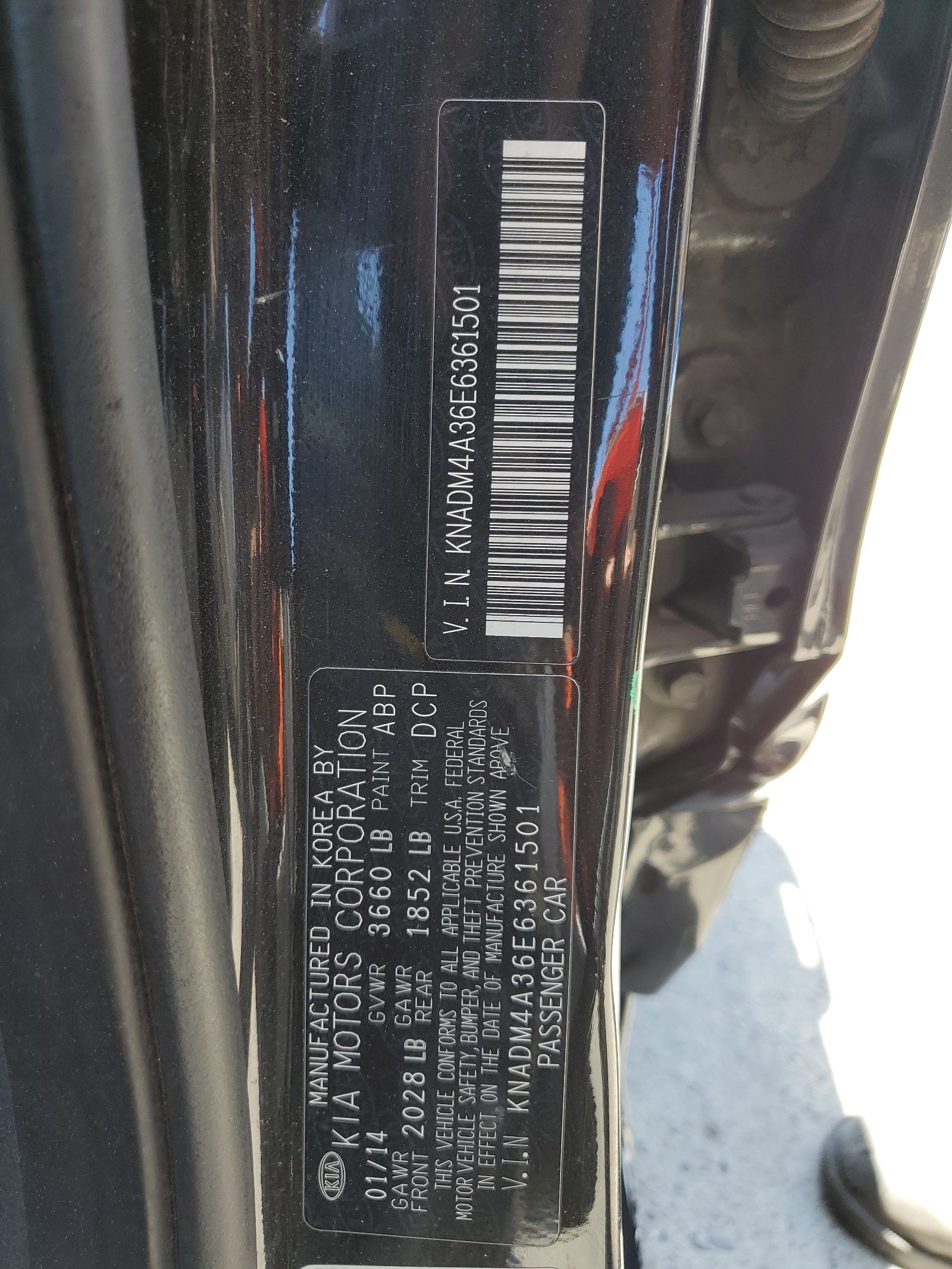 KNADM4A36E6361501 2014 Kia Rio Lx