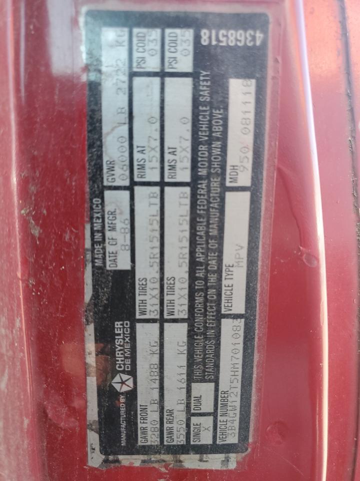 1987 Dodge Ramcharger Aw-100 VIN: 3B4GW12T5HM701083 Lot: 65983634