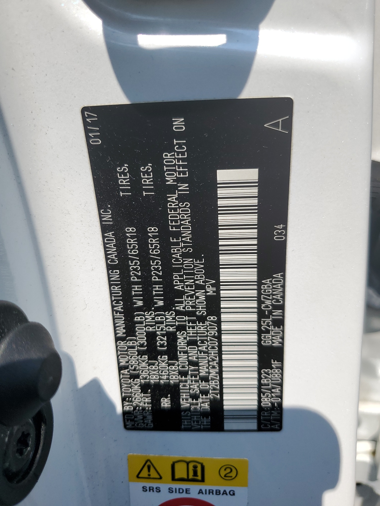 2T2BZMCA2HC079078 2017 Lexus Rx 350 Base