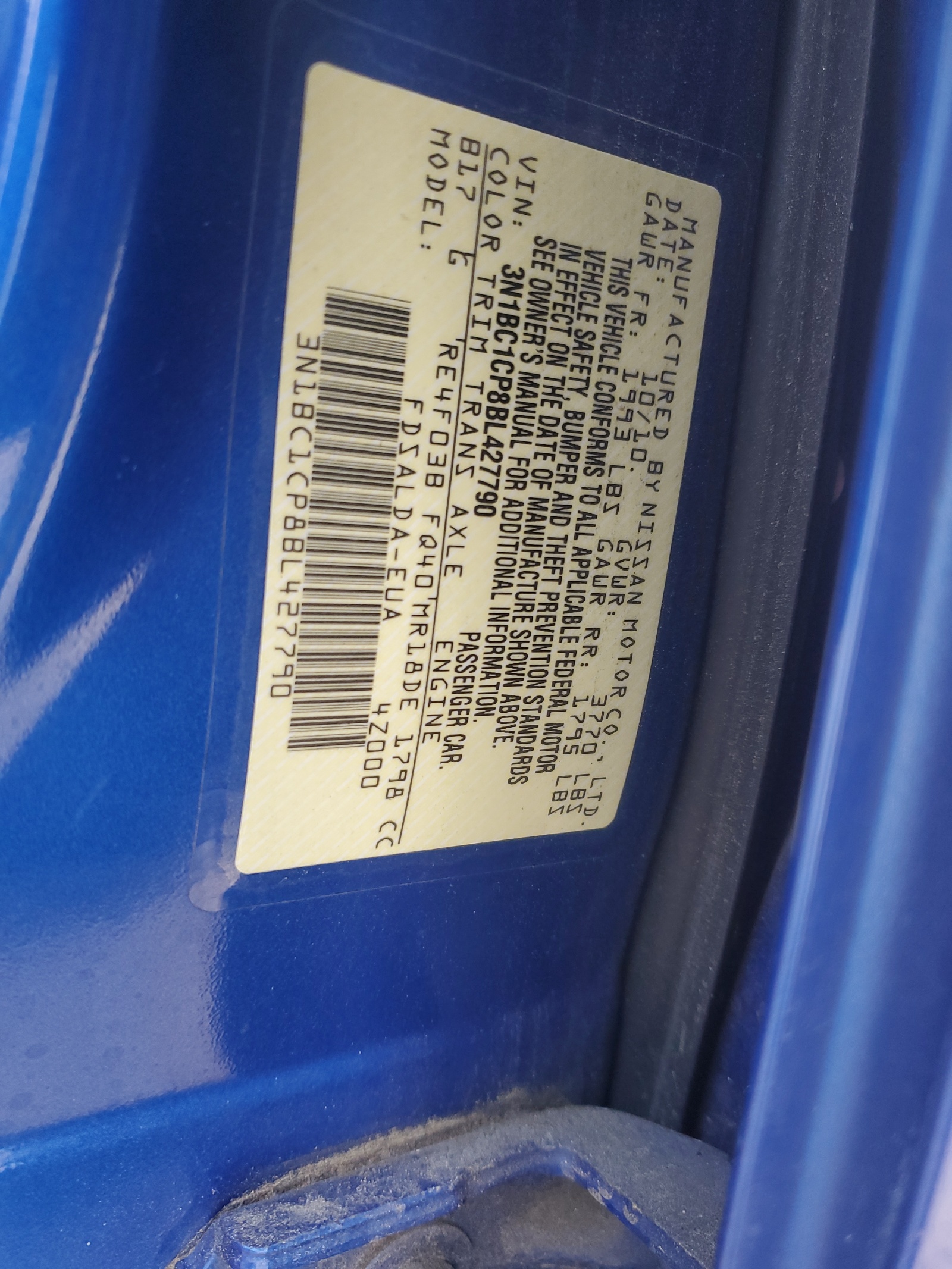 3N1BC1CP8BL427790 2011 Nissan Versa S