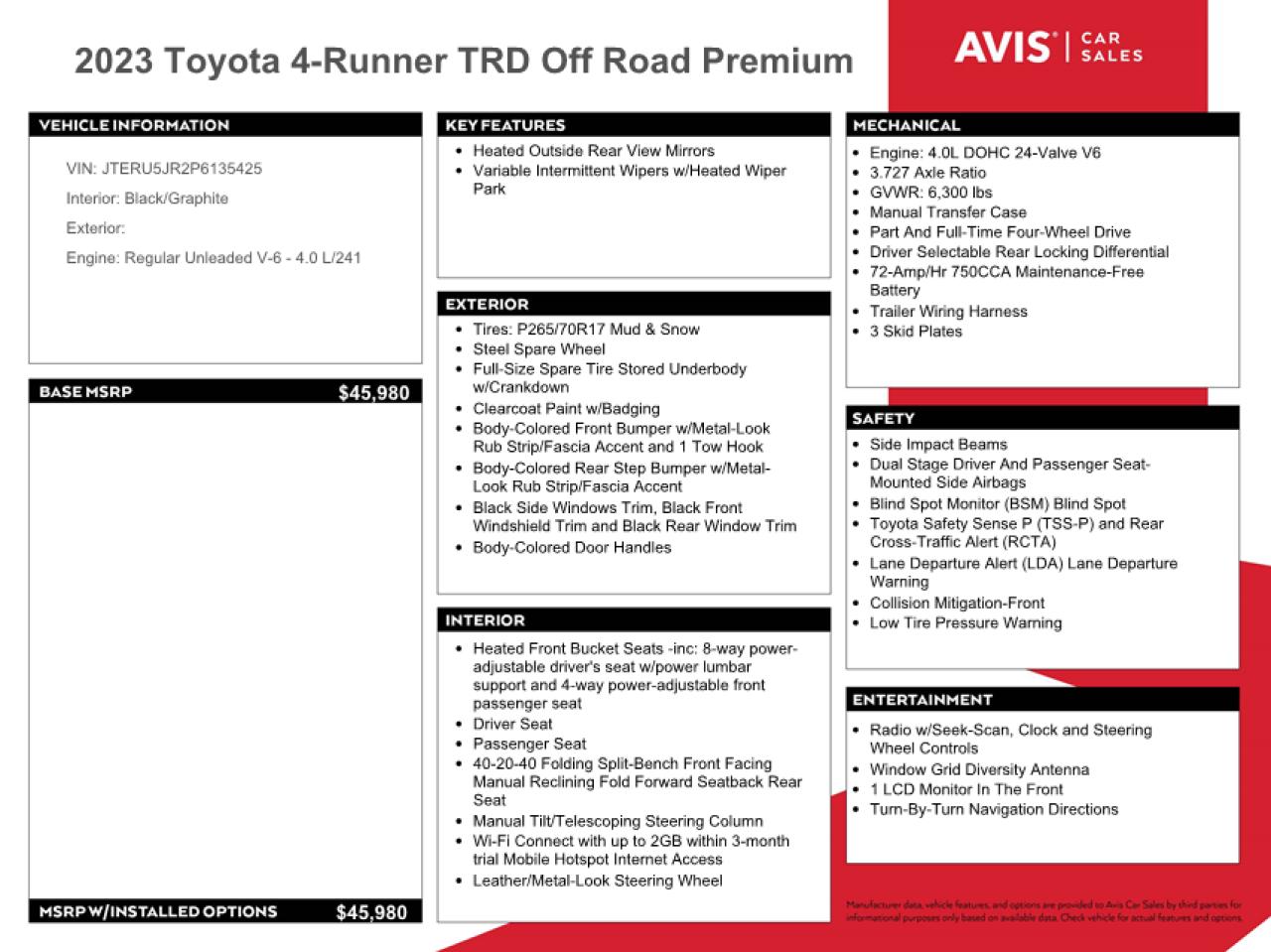 2023 Toyota 4Runner Se VIN: JTERU5JR2P6135425 Lot: 67711834