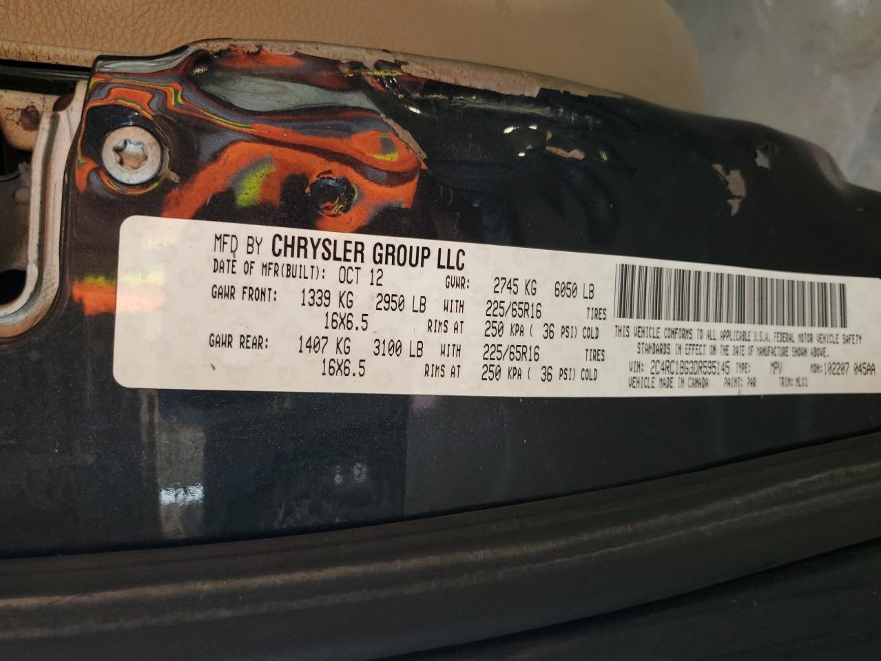 2013 Chrysler Town & Country Touring VIN: 2C4RC1BG3DR595145 Lot: 66439254