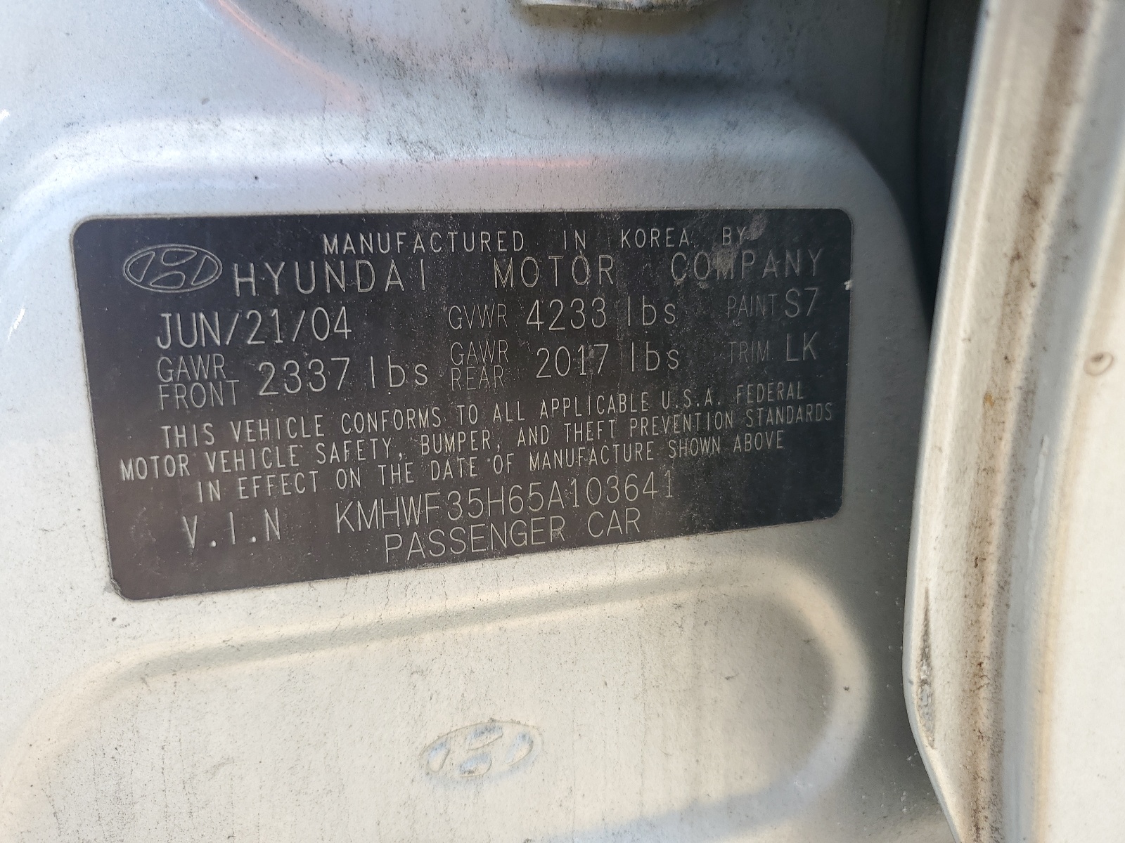 KMHWF35H65A103641 2005 Hyundai Sonata Gls