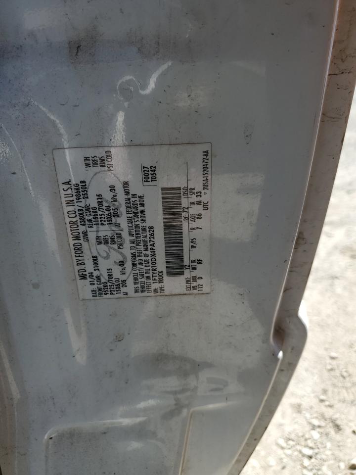 2004 Ford Ranger VIN: 1FTYR10DX4PA72628 Lot: 67424334