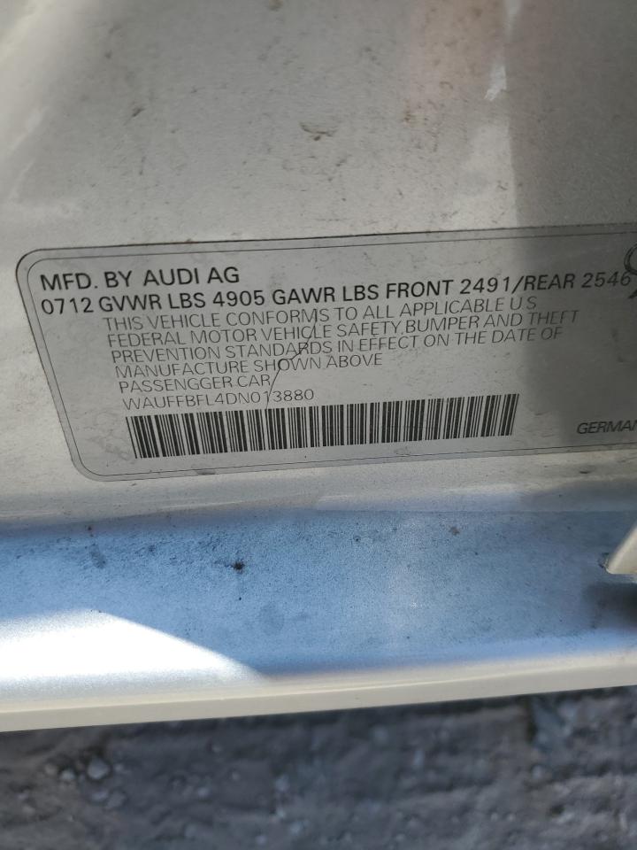 2013 Audi A4 Premium Plus VIN: WAUFFBFL4DN013880 Lot: 66724664