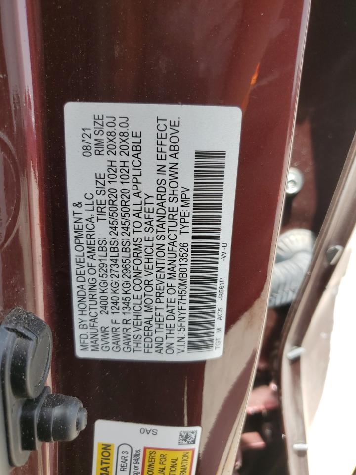 2021 Honda Passport Exl VIN: 5FNYF7H50MB013526 Lot: 65603644