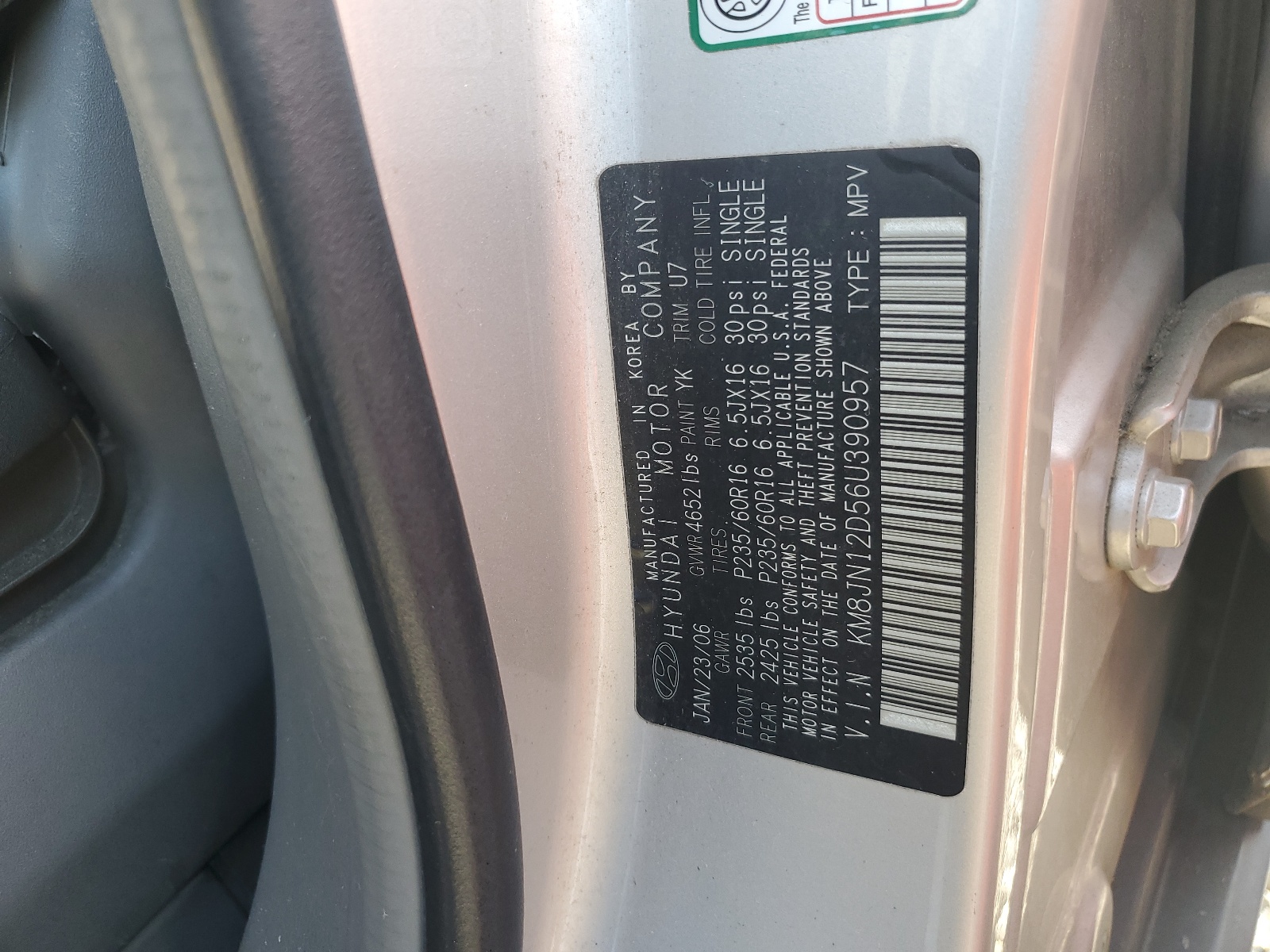 KM8JN12D56U390957 2006 Hyundai Tucson Gls