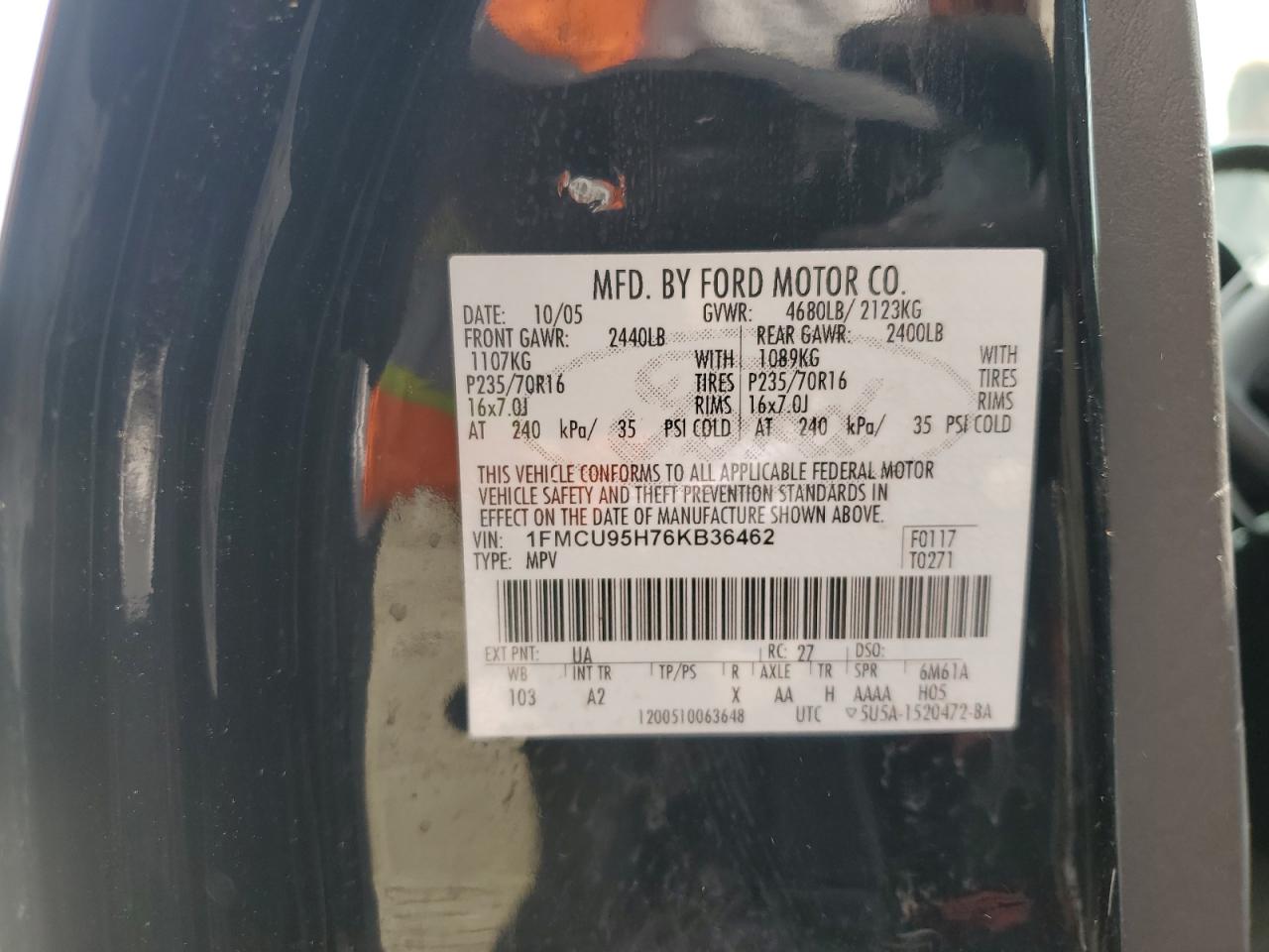 1FMCU95H76KB36462 2006 Ford Escape Hev