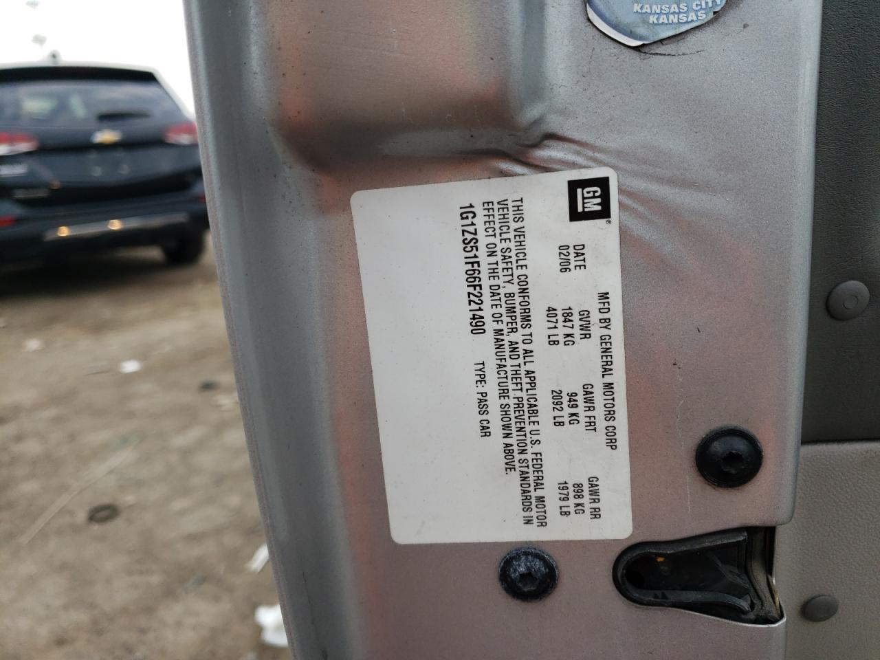 2006 Chevrolet Malibu Ls VIN: 1G1ZS51F66F221490 Lot: 65425614