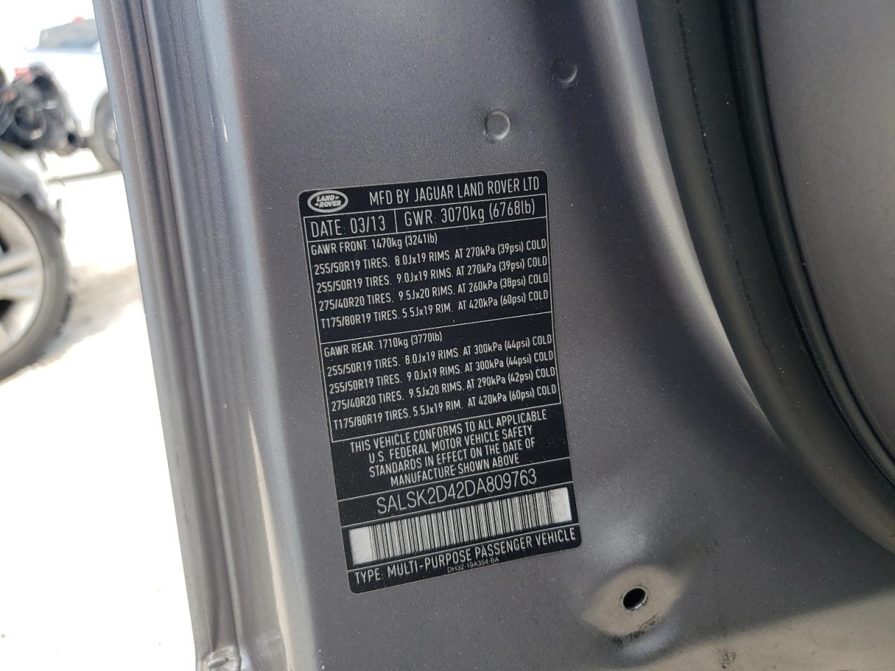 2013 Land Rover Range Rover Sport Hse Luxury VIN: SALSK2D42DA809763 Lot: 67742474