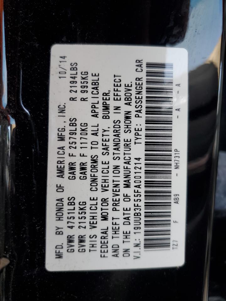 19UUB3F55FA001214 2015 Acura Tlx Tech