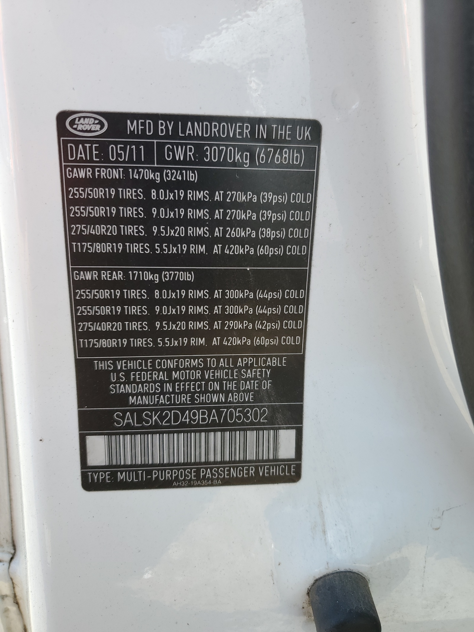 SALSK2D49BA705302 2011 Land Rover Range Rover Sport Lux