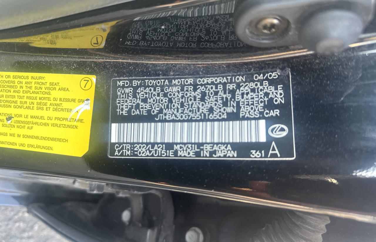 2005 Lexus Es 330 VIN: JTHBA30G755116504 Lot: 66631204