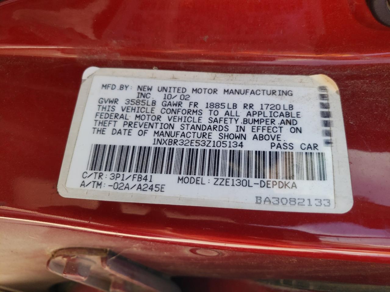 2003 Toyota Corolla Ce VIN: 1NXBR32E53Z105134 Lot: 65844434